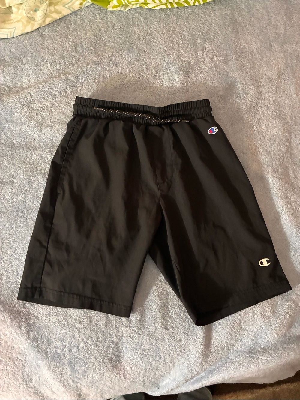 Champion Black Athletic Shorts with Embroidered Logos